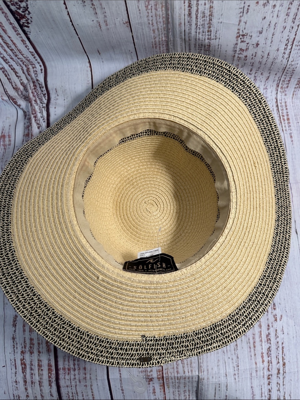 Solfish Natural Straw Wide Brim Sun Hat - Picture 8 of 15